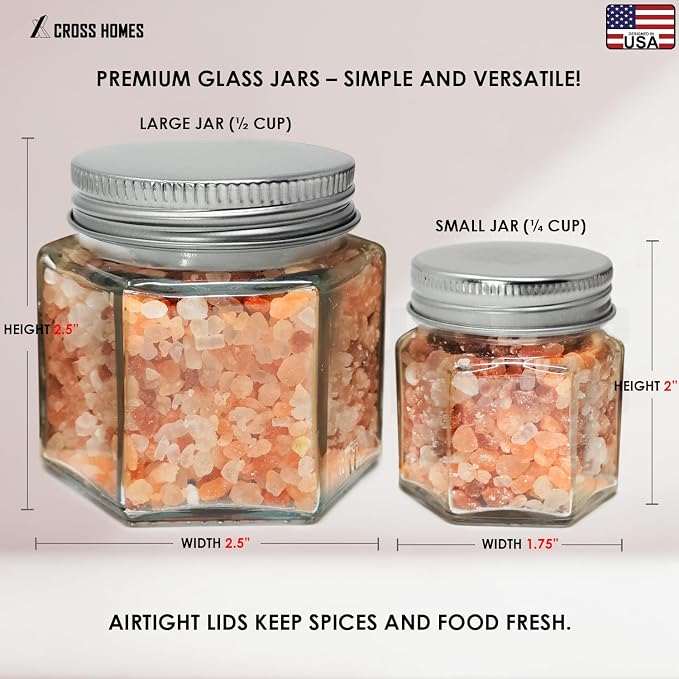 Magnetic Spice Jars Combo Pack 29 Pack (9 Large 4 oz + 20 Small 2 oz) Refrigerator Hexagon Glass Spice Jar Magnetic Lid Shaker Spice Labels Magnetic Glass Spice Container for RV Kitchen Fridge Cabinet