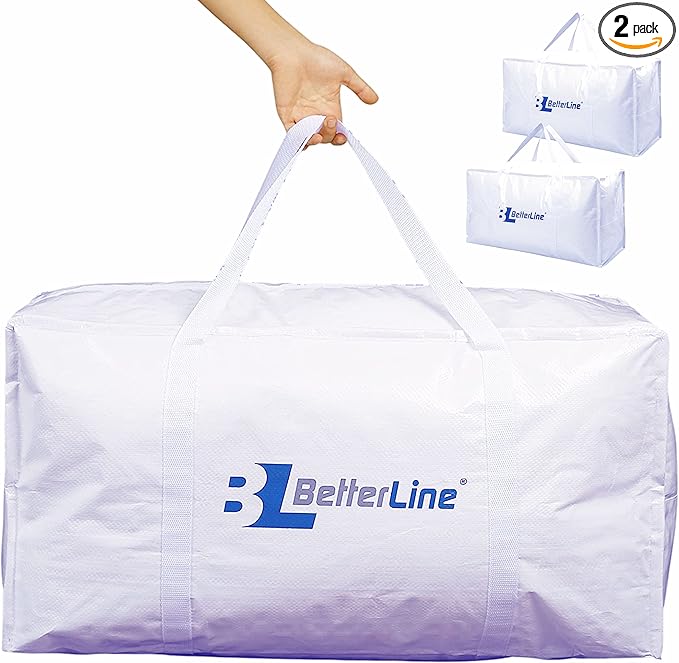 Heavy Duty Moving and Storage Bag,29"x13"x15" Inches Tote with Reinforced Handles,Holds up to 65 lbs.,Tear and Water Resistant,Multi-Purpose and Foldable Double Zipper Polypropylene Bag,Set of 2