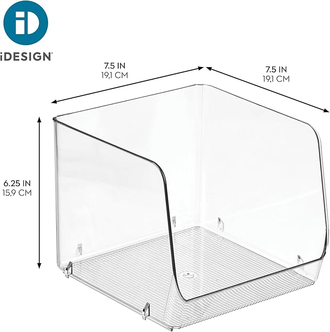 iDesign Open-Front Bin for Kitchen, Bathroom, or Home Office - Set of 2, Clear, Made in USA