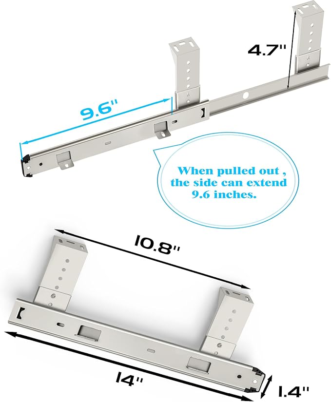 FRMSAET Heavy Duty 12/14/16/18 inches Thickness Steel Construction Ball Bearing Keyboard Slides Keyboard Drawer Slides Tray Accessories Cabinet Furniture Hardware Rails (14 inches, Silver)