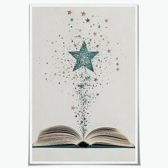 Magical Book Bookish Star Art Aesthetic Poster Canvas Wall Art Decoration Living Room Home Decor Bedroom Decoration Poster Unframed12x18inch