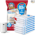BoxLegend Set of 8 Vacuum Storage Bags, Vacuum Bags for Clothing, Vacuum Cleaner, Travel Camping Compression Bag, Reusable for Mattresses, Tents, Clothes, Duvets, Bedding, Pillows