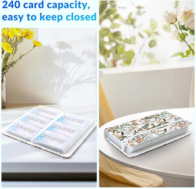 Pu leather business card organizer， 240 Capacity business card holder organizer，Credit card holder for women and men
