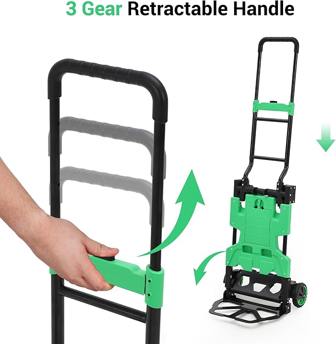 Versatile 2-in-1 Folding Hand Truck Dolly – Collapsible Basket, Retractable Handle, 4 Wheels – Heavy Duty Moving and Shopping Platform, 330 Lb Capacity, Foldable and Compact for Easy Storage