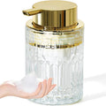 RYTOXILO Foaming Soap Dispenser, Gold Glass Foam Hand Soap Dispenser for Bathroom, Refillable 7.8 Fl Oz Foamy Pump Bottle with Plastic Golden Pump, Modern Dish Soap Foam Dispenser Container