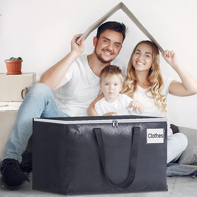 Fabspace Moving Bags Heavy Duty with Strong Zippers and Handles Collapsible Moving Supplies, Storage Totes for Packing & Moving Storing 125L 10Pack