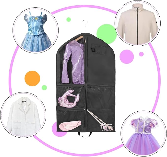 Dance Costume Garment Bag for Dancers with Backpack Storage Bag,40 inch Kids Garment Bag for Dance Competitions with Pockets for Dance Costumes,Cheer Uniform Garment Bags for Hanging Clothes Travel