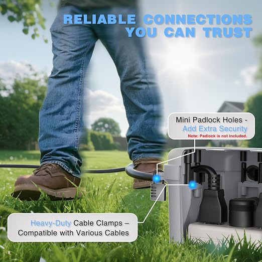 Flemoon [2 Pack] Outdoor Electrical Box Waterproof, Medium Weatherproof Electrical Box (11.5x5.2x4 inch) w/6 Cable Entry Ports, Extension Cord Cover for Power Strip, Plug, Holiday Light, Light Grey | Electrical Box (11.5x5.2x4inch) w/6 Cable Entry Port...