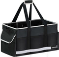 Upgrade Extra Large Utility Tote Bag with Reflective Strip, Standing Reusable Grocery Bags with Hard Bottom & 4 Sided Reinforced, Collapsible Utility Tote with Handles for Shopping, Beach, Car | Upgrade