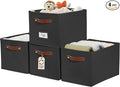 DECOMOMO Storage Bins, Large Fabric Baskets for Shelves, Black (4 Pack) | 15" x 11" x 9.9" foldable closet organizers and storage bins with labels & handles