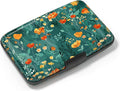 Card Holder Credit Cards Holder for Women RFID wallet women Business Card Holder Wallet Mini Aluminum Card Wallet RFID Blocking Slim Metal Hard Card for Women, Flowers and Plants