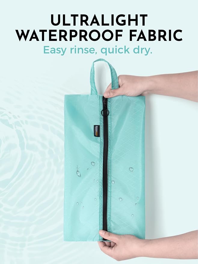 2 Pack Shoe Bags for Travel, Water-Resistant Organizers, Cyan | 100D Composite Nylon, Translucent Design, Large Capacity, Odor and Dust Protection For Gym, Soccer, Golf, Tennis, Baseball