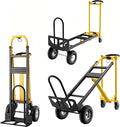 3-in-1 Convertible Hand Truck - 800 Lbs Heavy Duty Multi-Functional Aluminum Moving Dolly with Stair-Climbing Wheels - Folding Platform Cart & Utility Trolley for Home, Warehouse, Office
