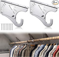 Lewtemi 2 Pcs Chrome-plated Alloy Steel Sloped Ceiling Clothes Rod Bracket 8" Chrome Closet Curtain Rod Bracket Under Stairs Storage Sloped Ceiling Rack Mount Angled Clothes Rack for Wall Attic