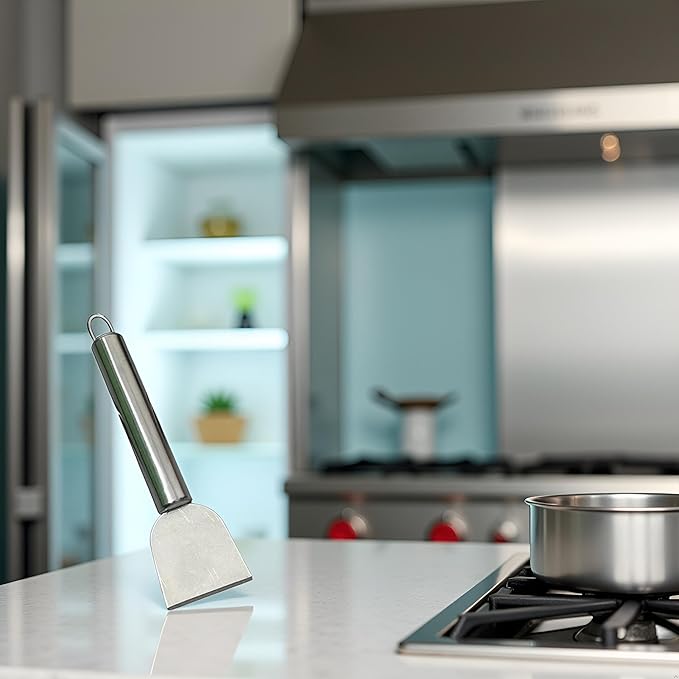 Freezer Scraper, Ice Scraper for Freezer, Steel Shovel, Heavy Duty Kitchen Scraper, Stubborn Dirt Spatula for Range Hood Grease Grime, Oil Fume Removal, Multipurpose Cleaning，Cooking Utensils