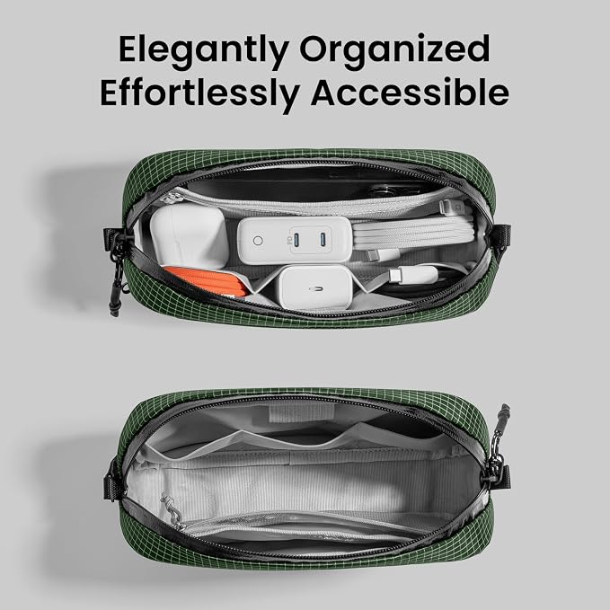 tomtoc Electronics Organizer Travel Case Performance, Cable Tech Pouch | Water Resistant Accessories Bag Carry Storage for Cord, Phone, Cables, Airpods, USB Flash Drive, Daily Items
