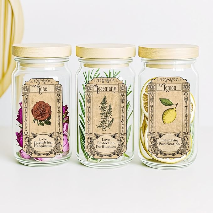 68Pcs Herb Stickers Lables for Jars Vintage Spice Apothecary Herb Spice Labels Stickers Spices Sticker Label for Bottles Tags Jars(herb72)