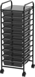 Simple Houseware 10 Drawers Rolling Utility Cart Organizer, Black | 1-Column, 36" Height, Lockable Wheels, for School, Office, Art Craft, and Paper Storage