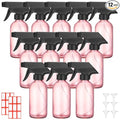 Norme 12 Pcs 8 oz Glass Spray Bottles with Funnels and Labels Refillable Cosmetic Empty Spray Bottles with Sprayer Containers for Essential Oil Cleaning Solutions(Pink,Classic)