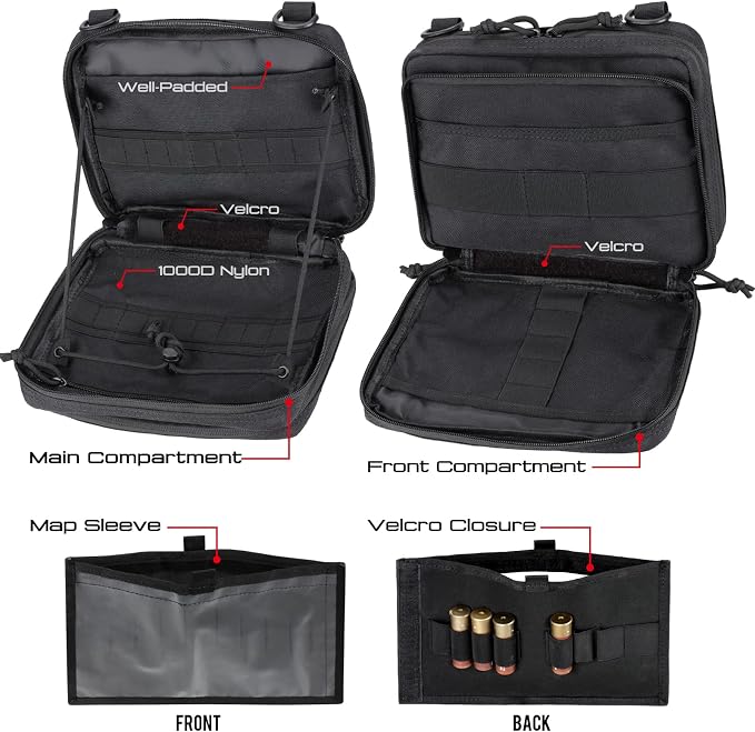 WYNEX Tactical Large Admin Molle Pouch of Double Layer Design EDC Organizer | Molle EDC EMT Utility Pouches with Map Sleeve Modular Tool Bag Large Capacity Flag Patch Included