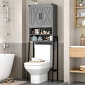 Vabches Over The Toilet Storage Cabinet, Farmhouse Over Toilet Storage Cabinet, Metal Frame with 2 Barn Doors, Home Space-Saving Toilet Rack for Bathroom, Toilet, Laundry Room.