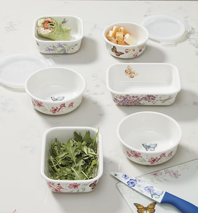 Lenox 824646 Butterfly Meadow Serve & Store Container, Small Container 6.25" D x 2.75" H (Pack of 12)