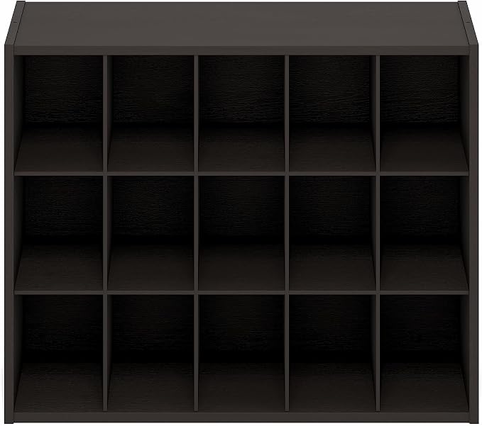 Furinno FANO 15-Cube Shoe Rack, Stackable Shoe Organizer, Dark Oak | 11.4 x 24.2 x 19.3, Shoes Storage, for Closet Entryway, Office, Garage