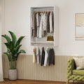 47" High Modular Closet Organizer System with 2 Hanging Rails,Closet Shelves& Wall Mount Shelving, Walk in Closet Bedroom Organization, Built in Clothes Storage, Closet Organizers and Storage, White