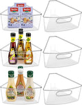 JEISSLIA Lazy Susan Cabinet Organizer Bins for 26"/ 28"/ 32" Diameter Corner Organizer, Plastic Cabinet Storage Bin, 1/8 Wedge - Food Safe, BPA Free, with Non-Slip Pads (for 32" Diameter, 6 Pack)