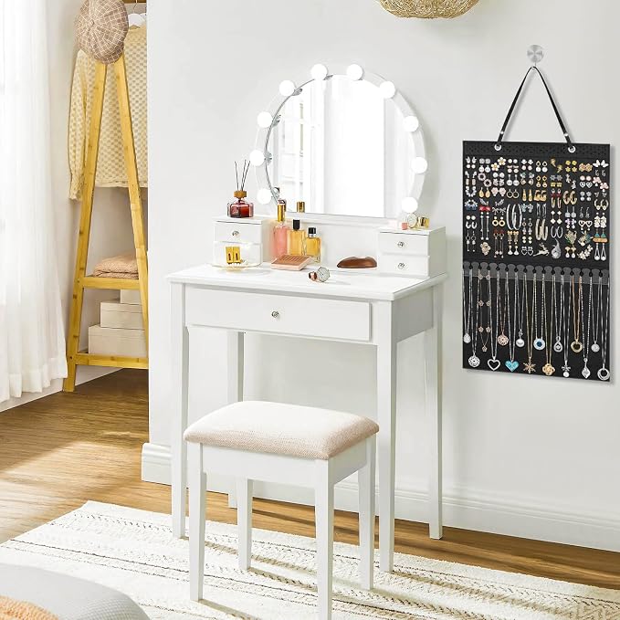 Caffox Hanging Jewelry Holder, Large Earrings Necklaces Organizer Storage for Earrings, Necklaces, Bracelets, Enamel Pins and Ankles, Jewelry Display Storage Hanger for Wall, Closet and Door