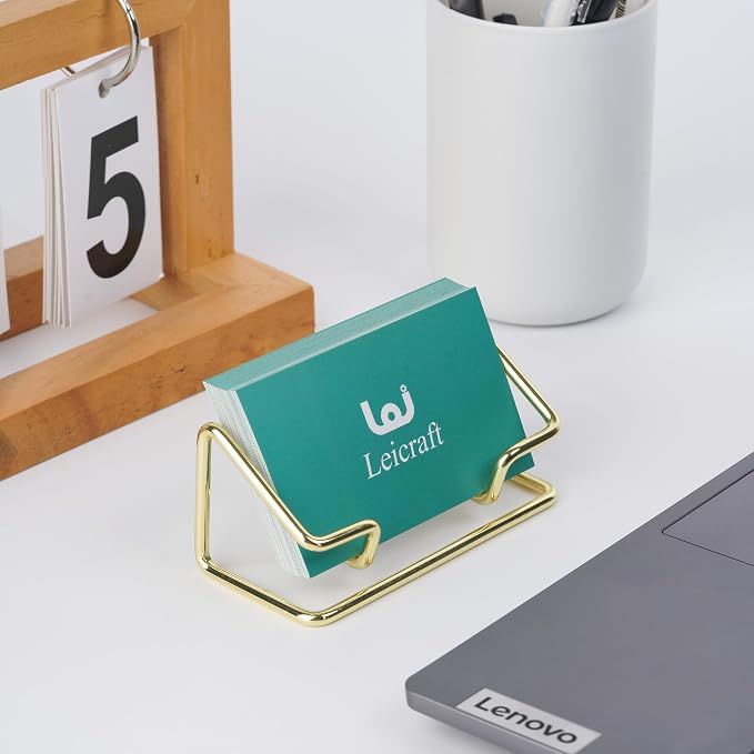 Business Card Holder for Desk, Cute Metal Card Organizers and Office Desk Accessories for Men and Women (Silver)
