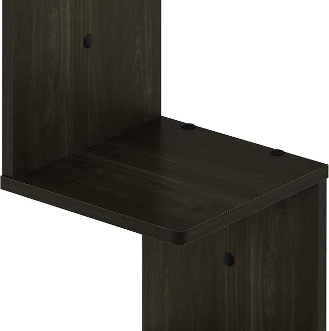 Furinno Rossi Wall Mount Floating Corner Shelf, 5-Tier Square , Espresso