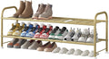 LINZINAR 2 Tier Long Shoe Rack for Closet Metal Shoe Organizer for Entryway | Spacious design stores 15+ pairs of shoes,durable metal frame,space-saving organizer for closet, hallway, and Entryway Gold