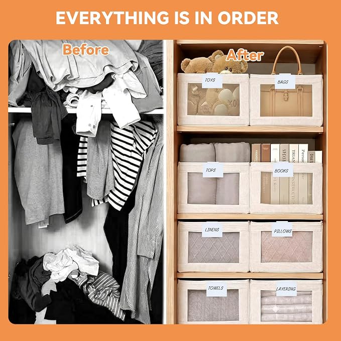 14 Pcs Set of Basket Labels Clip On for Storage Bins | 12 White Removable Bin Labels with 1 Chalk Marker&Wipe Cloth, Hanging Basket Tags for Pantry, Office, Classroom Organization