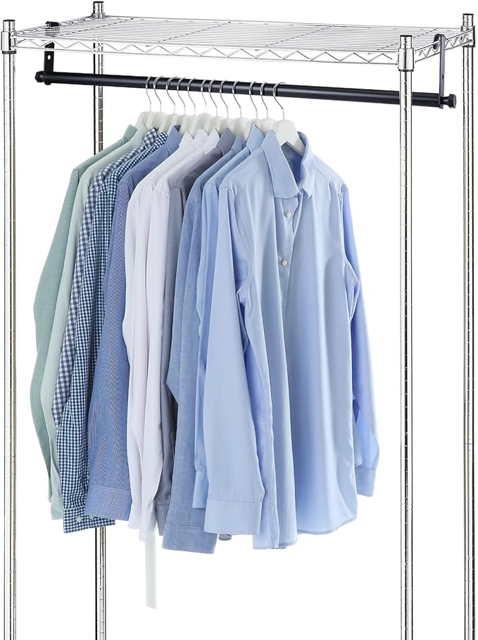 Threehoney 2 Pack Wire Shelving Garment Hanger Bar Wire Shelving Accessories Industrial Closet Clothes Rods for Home Retail Store(Black,36 Inch)