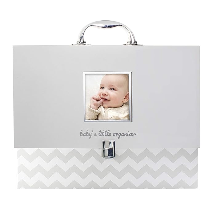 Pearhead Baby Briefcase and Document Organizer, All In One Expanding File Folder, Baby's Paperwork and Records, Newborn Keepsake and Memory Box with Labels, Baby Girl or Baby Boy Gift, Gray Chevron | All In One Expanding File Folder Set, Organize Baby'...