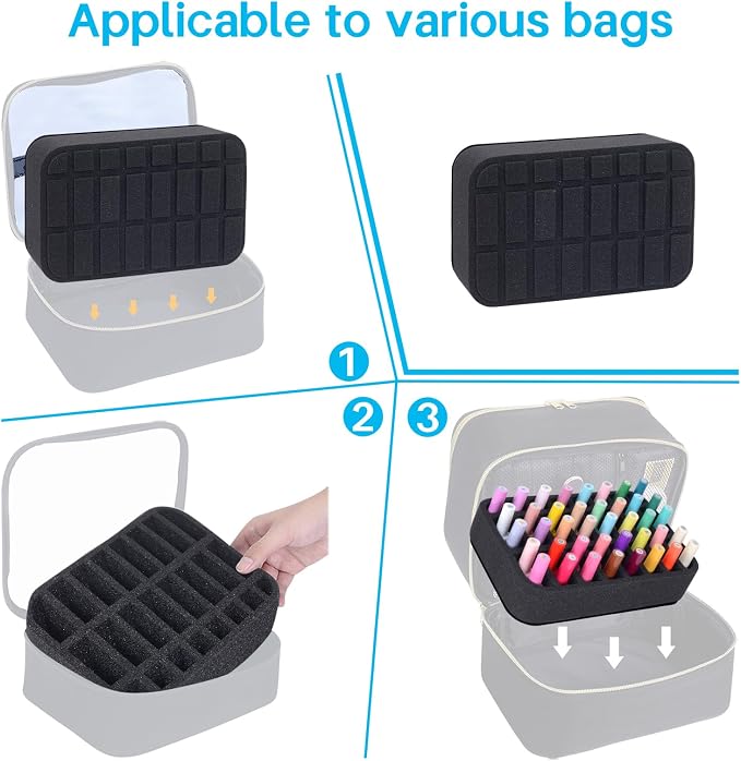 Nail Polish Organizer Holder Foam Pad DIY with 24 Slots for Storage Nail Polish or Essential Oil Tray for Drawers Black