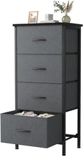 Sweetcrispy 4 Fabric Drawer Small Dresser, Bedside Nightstand with Wooden Top Sturdy Frame, Entryway Closet Bedroom Storage Cabinet Furniture for Dorm,Grey