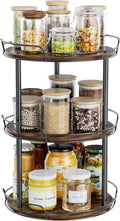 12'' Rotating Spice Rack, 3-Tier Lazy Susan Turntable Organizer | Wooden, for Cabinet, Table Top, Kitchen Countertop, Pantry, Bathroom, Vanity, Home Decor