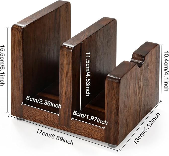 Acacia Wood Cutting Board Holder, Pot Lid Organizer Rack, Heavy Duty Wooden Storage Stand for Chopping Boards, Bakeware & Plates with Non-Slip Feet