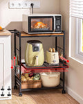 Feyejade 3-Tier Rolling Kitchen Cart with Storage, Compact Metal Island | Compact size for pantry storage, adjustable shelf utility cart, pull out drawer, microwave stand table top open shelving