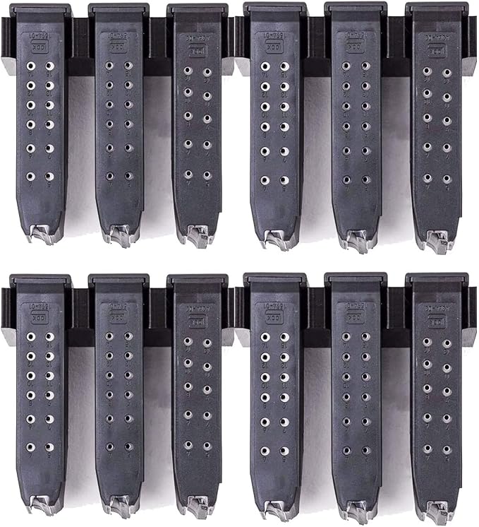 Magazine Mount for Glock 17 19 26 31 32 33 34 - Pistol Mag Wall Display Storage Organization System (4 Mounts Hold 12 Mags)