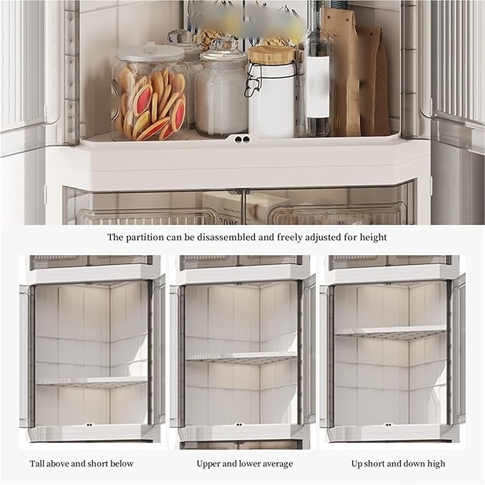 Triangular Storage Cabinets Large Capacity Storage Racks Plastic Foldable Box Multifunctional Corner Cabinet Display Cabinet Dust-Proof Racks for Living Rooms Practical(110cm)