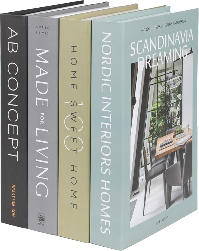 PROBENEX Olive Large | 4 PCS Faux Decorative Books for Home Decor | Not Real Books (Cardboard Boxes) | Coffee Table, Shelf Styling & Modern Aesthetic Accent Pieces for Living Room, Office