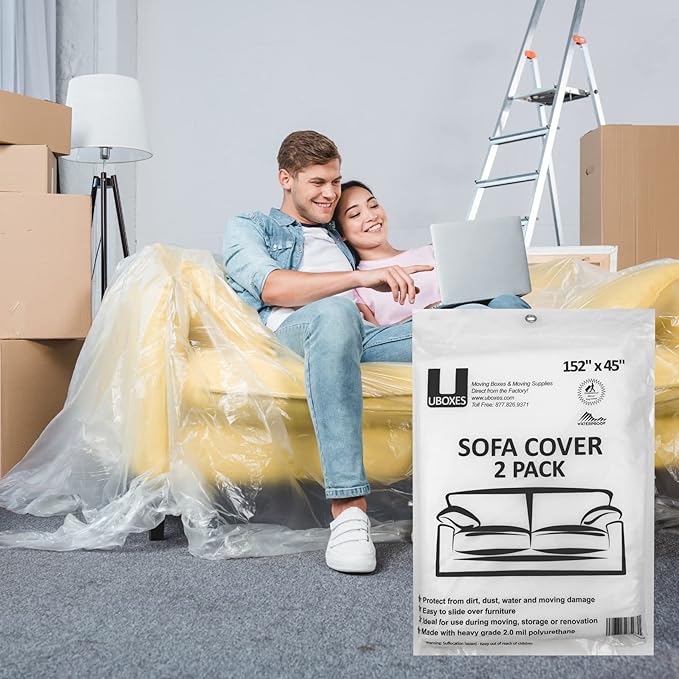 SOFA Moving Covers (2 Pack) - 45" x 152" - Moving & Storage Bags - UBOXES,Water resistant