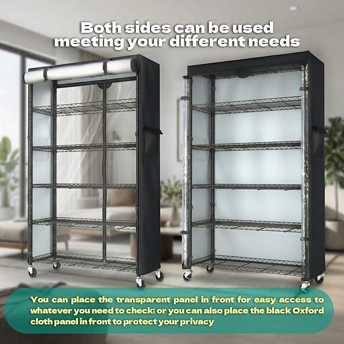 Wire Shelf Rack with 600D Oxford Cover & Wheels, 30"W x 14"D x 72"H | 6-Tier Heavy Duty Wire Shelving with Wheels, Waterproof & Dustproof Shelf Cover for Kitchen, Pantry & Laundry Room