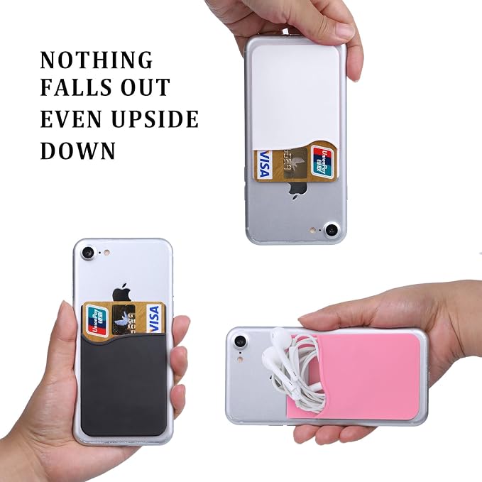 Pofesun 3 Pack Silicone Adhesive Card Holder for Back of Phone, Stick on Wallet Pocket Credit Card Pouch Sleeve Compatible for iPhone 17 16 15 14 13 12 Pro Max,iPad,Samsung Galaxy,Tablet