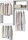 Modular Closet System, 64" Wide Wall-Mounted Closet Tower Organizer with Rods for Walk-In Closet Storage, White