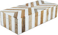 Handicrafts Home White Decorative Storage Box with Lid Wooden Coffee Table Storage Box Decorative Organizer for Living Room Decor – Resin Inlay Marquet Chevron Collection - 10x4.5x2.5