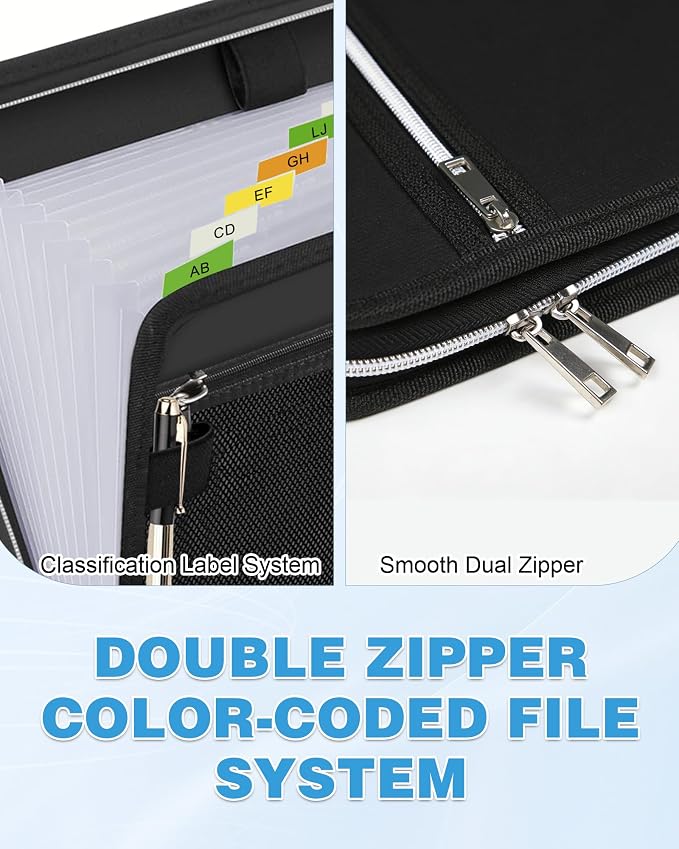 Fireproof Bag Important Document Organizer/13 Pocket Accordion File | Expanding File Folder with Labels, Safe Holder and Organizer for Birth Certificate, Paper, Receipt, Bill, etc.
